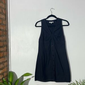 Reformation Black Button-Front Mini Dress